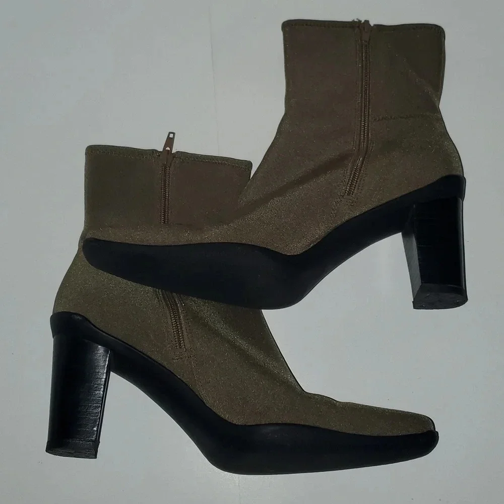 Apostrophe Womens Ankle Boot Heels Size 10M Beige Fabric Pointed Toe 'Naomi' - Picture 11 of 15